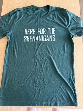 Graphic Tee - "Here For The Shenanigans" - Forest Green
